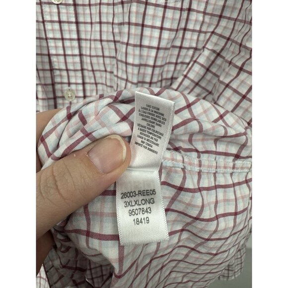 Bonobos Plaid Button Front Top Men 3XL Red White Long Sleeve Preppy Standard Fit - Picture 5 of 8